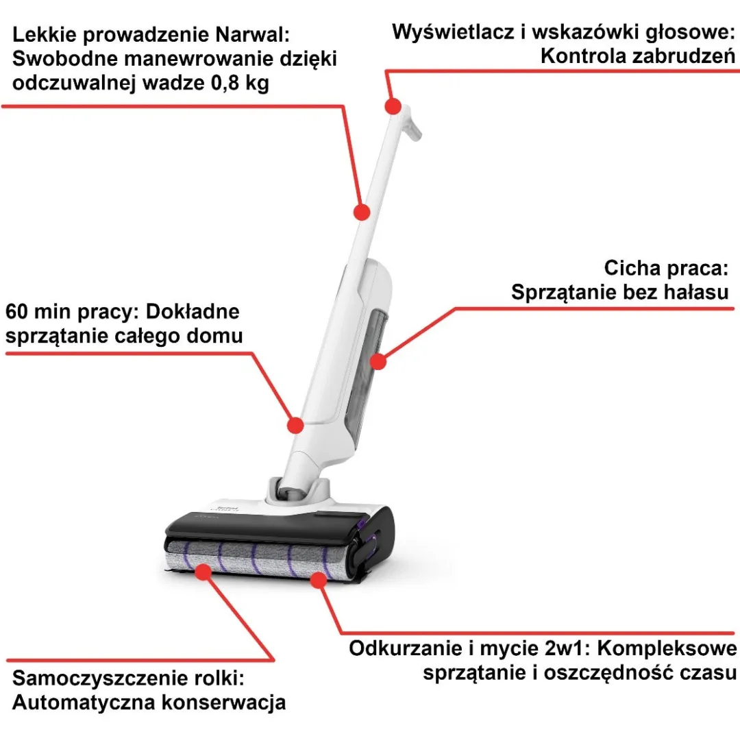 Bezprzewodowy odkurzacz myjący Tefal X-Clean 10, 60 min, samoczyszczenie i suszenie