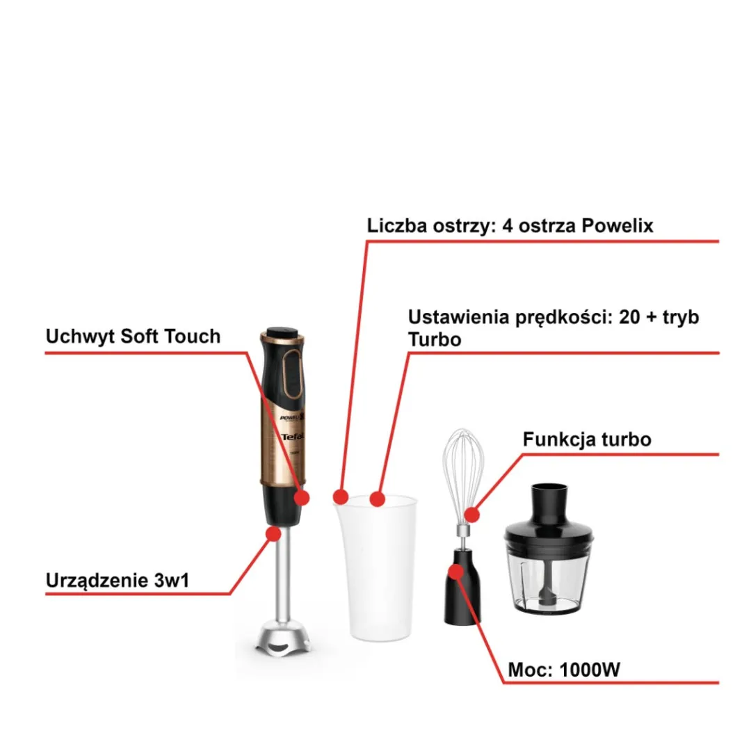 Blender ręczny, Quickchef HB656G10, 1000W, 20 prędkości, 3w1