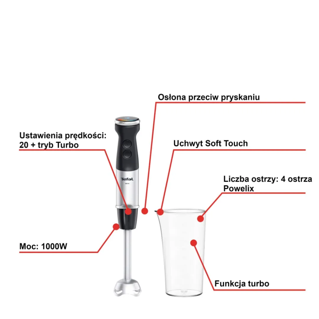 Blender ręczny, Quickchef HB6718, 1000W, 20 prędkości, kielich