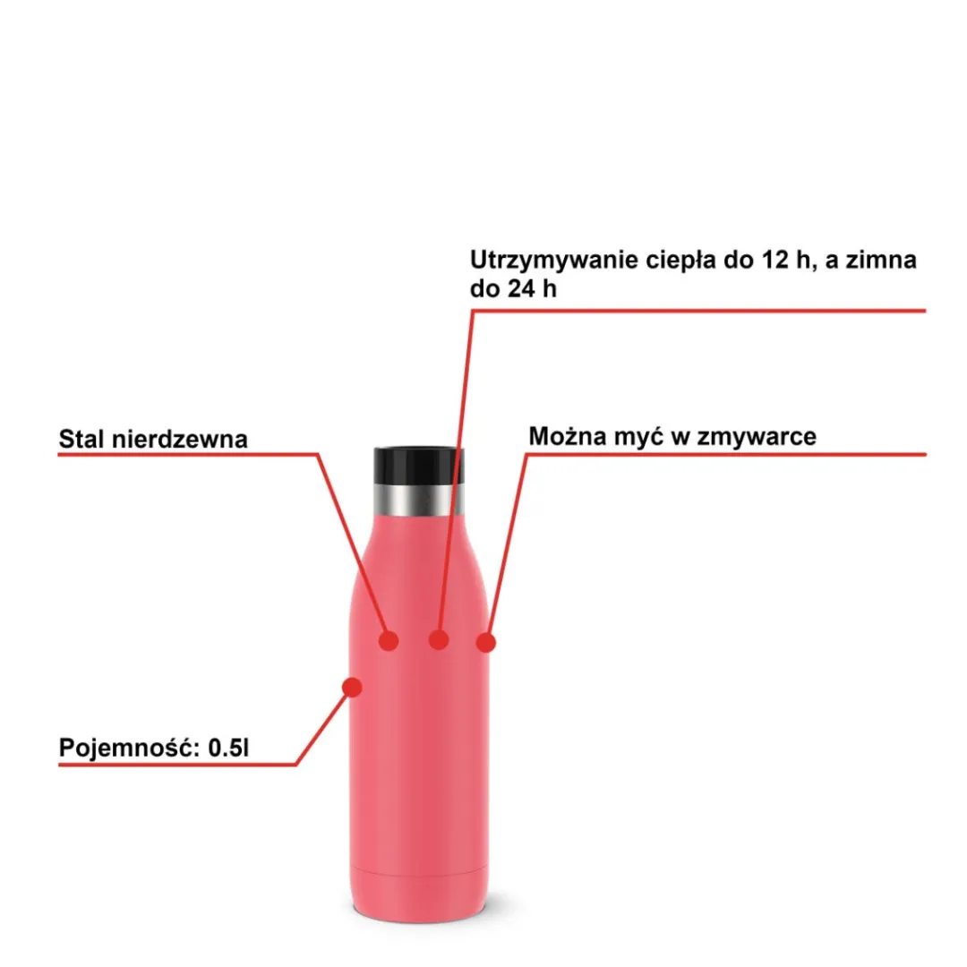 Butelka Termiczna TEFAL BLUDROP 0,5L różowa