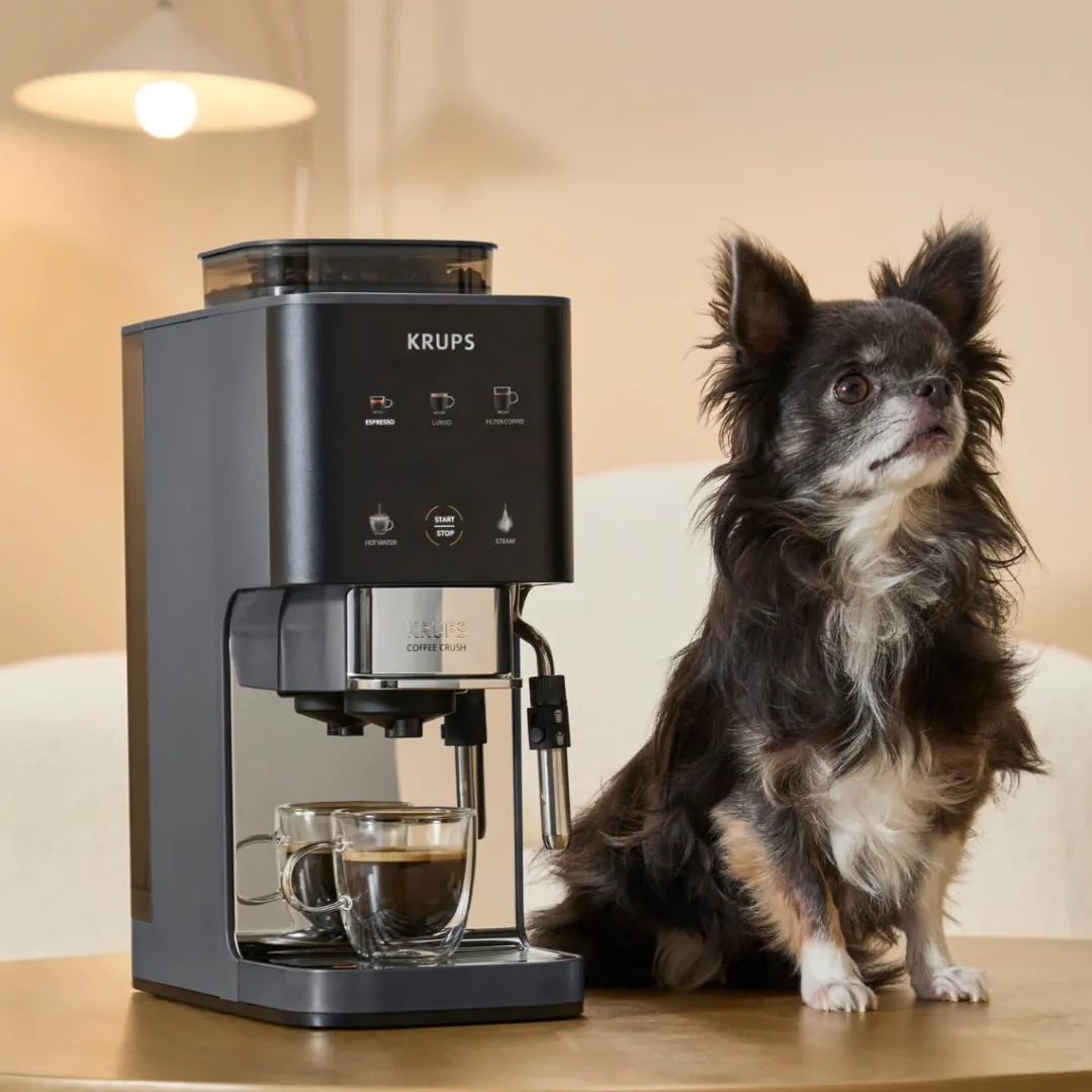 Ekspres do kawy ciśnieniowy KRUPS Coffee Crush kolbowy z młynkiem szary