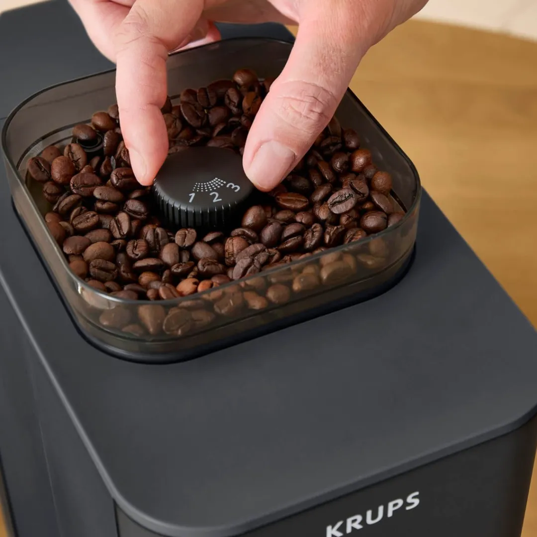 Ekspres do kawy ciśnieniowy KRUPS Coffee Crush kolbowy z młynkiem szary