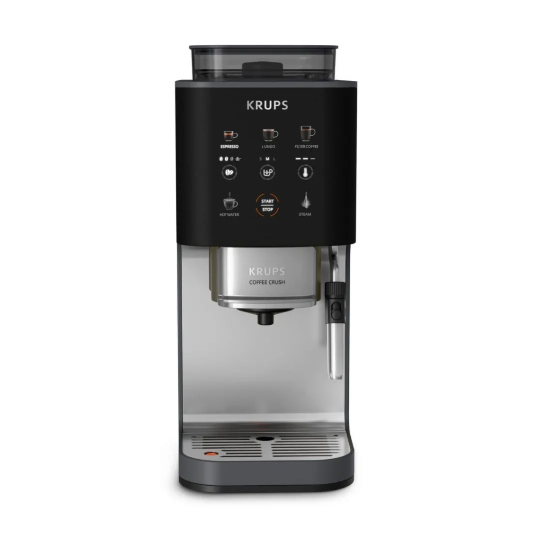 Ekspres do kawy ciśnieniowy KRUPS Coffee Crush kolbowy z młynkiem szary