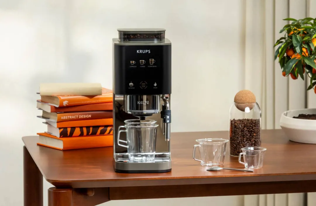 Ekspres do kawy ciśnieniowy KRUPS Coffee Crush kolbowy z młynkiem szary