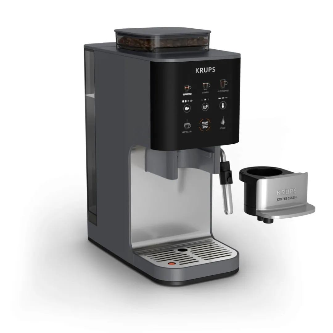 Ekspres do kawy ciśnieniowy KRUPS Coffee Crush kolbowy z młynkiem szary