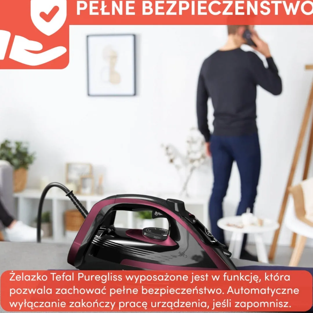 Żelazko parowe, Tefal Puregliss, 3000 W, system antywapienny, strażak