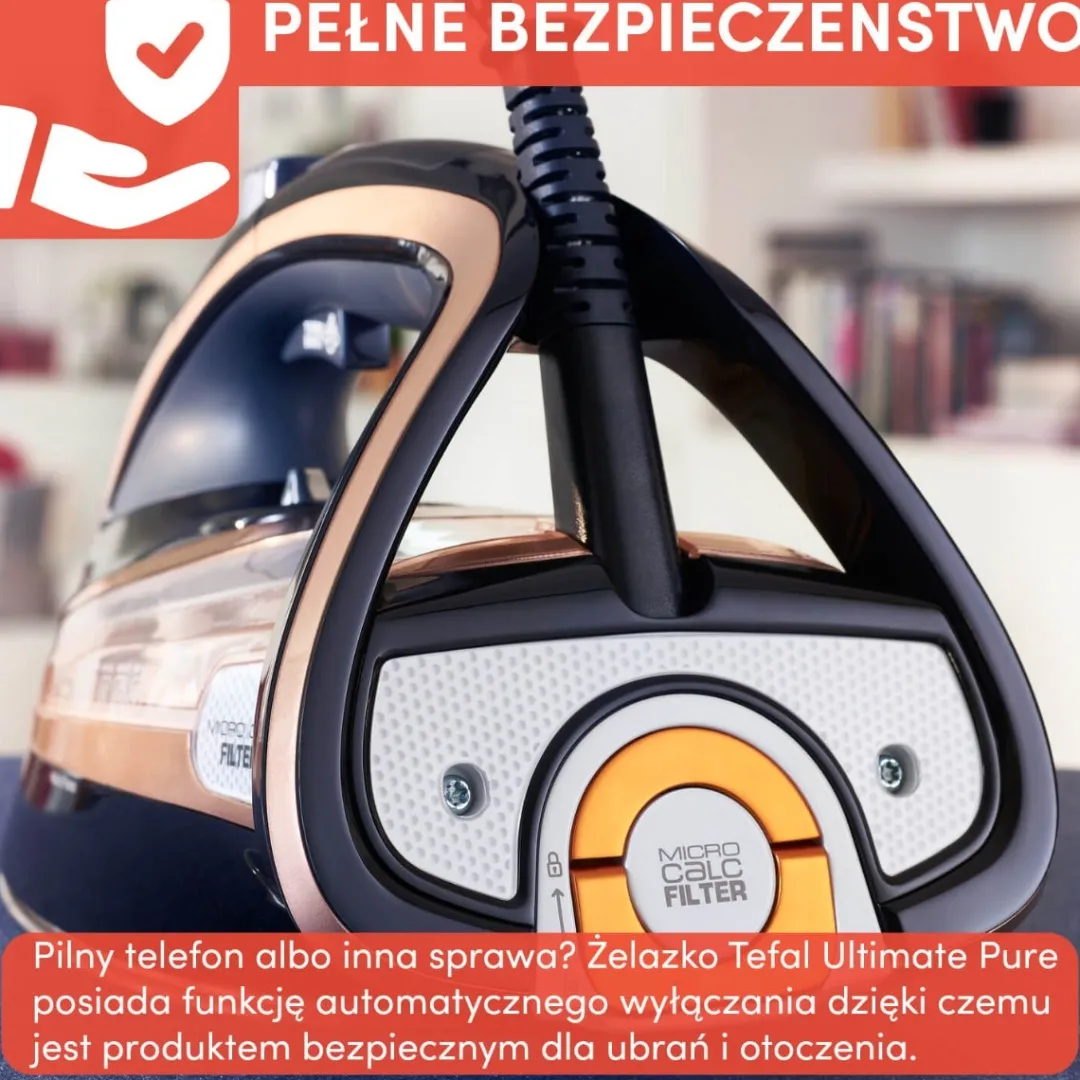 Żelazko parowe, Tefal Ultimate Pure, mocne, automatyczne wyłączanie, ochrona ubrań