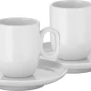 Filiżanki do kawy WMF Barista ze spodkiem 2 szt. porcelana białe 60ml