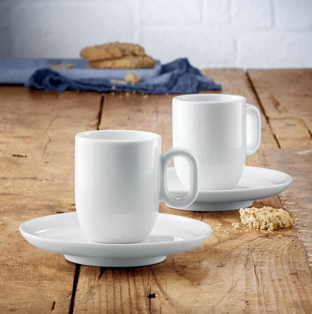 Filiżanki do kawy WMF Barista ze spodkiem 2 szt. porcelana białe 60ml