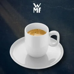 Filiżanki do kawy WMF Barista ze spodkiem 2 szt. porcelana białe 60ml