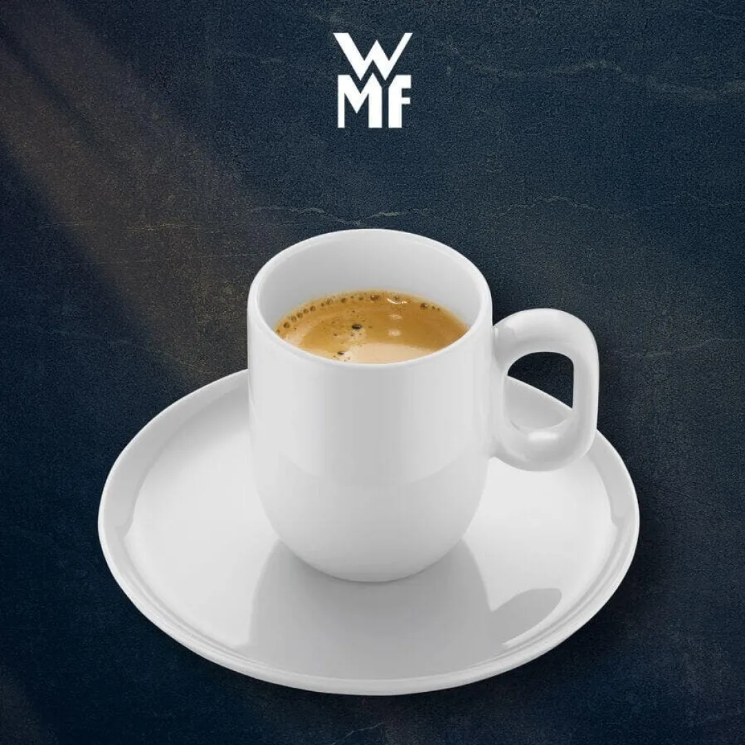 Filiżanki do kawy WMF Barista ze spodkiem 2 szt. porcelana białe 60ml