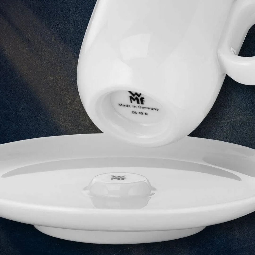 Filiżanki do kawy WMF Barista ze spodkiem 2 szt. porcelana białe 60ml