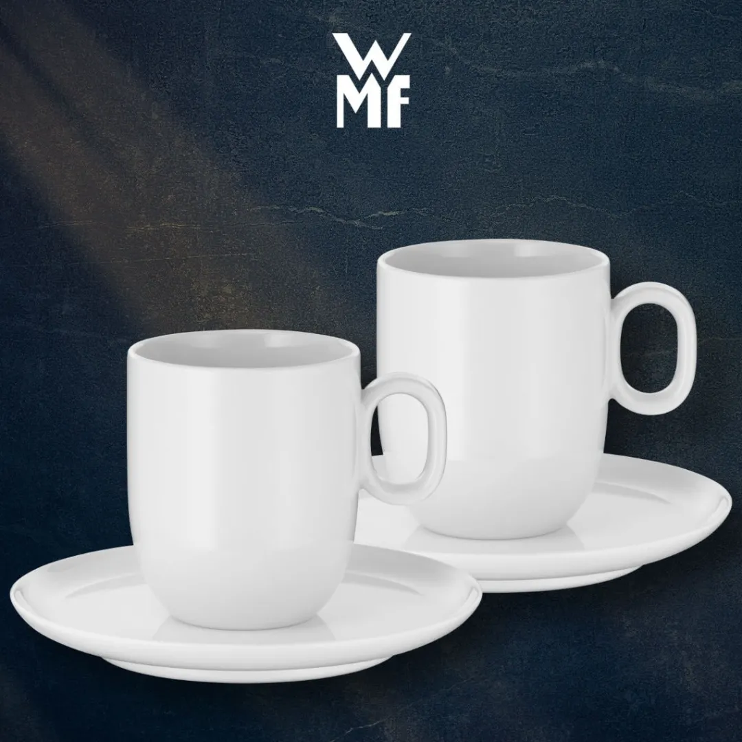 Filiżanki do kawy WMF Barista ze spodkiem 2 szt. porcelana
