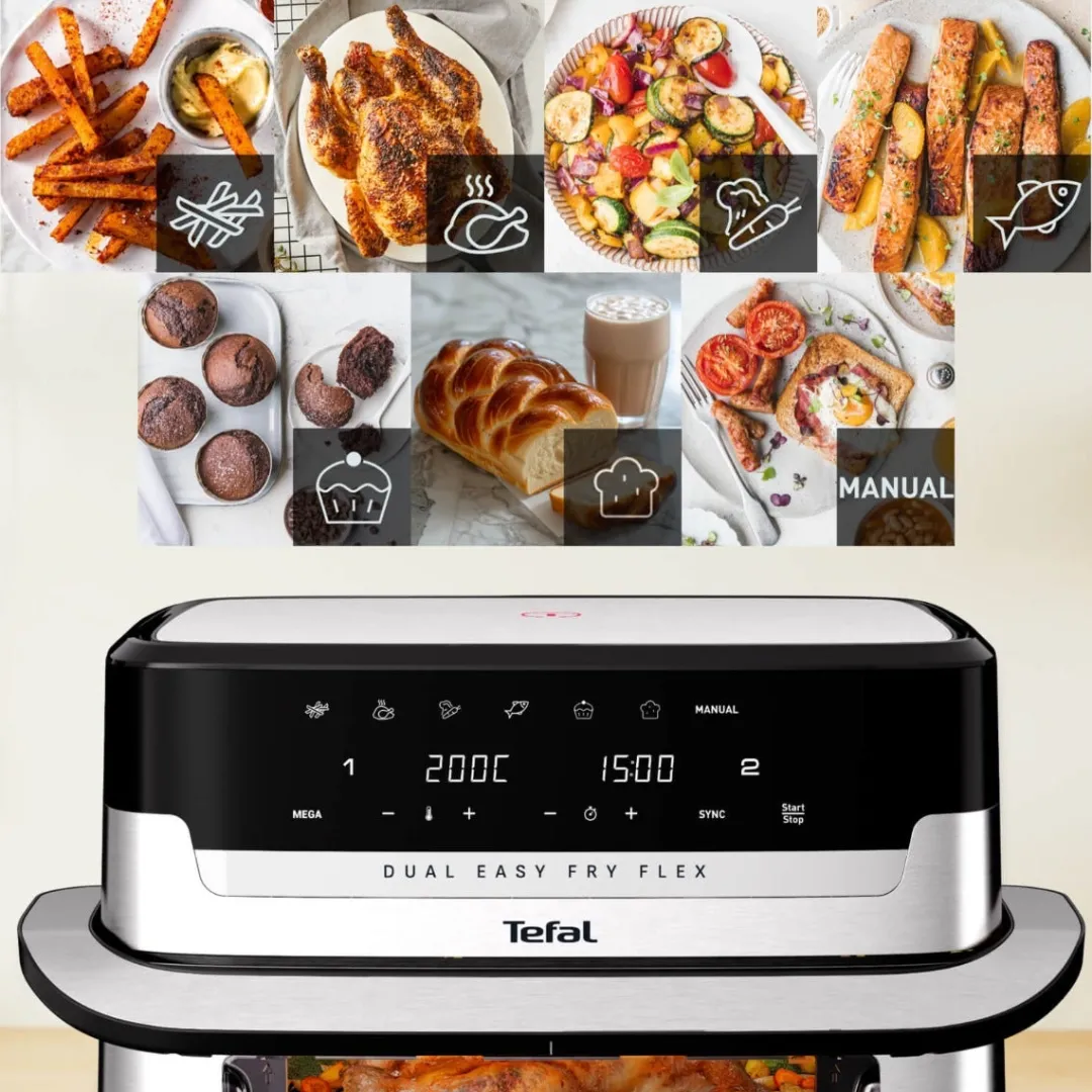 Frytkownica beztłuszczowa Dual Easy Fry Flex EY922D, pojemność 9 l, Air Fryer
