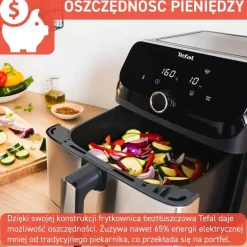 Frytkownica beztłuszczowa, Tefal Easy Fry Mega EY855D, pojemność 7,5 l, kompaktowy rozmiar, Air Fryer