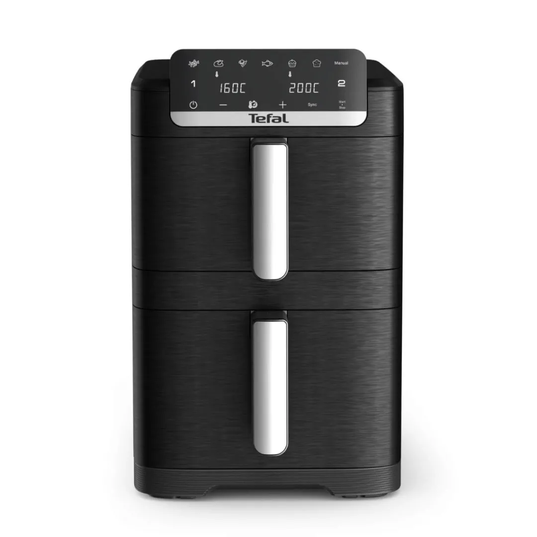 Frytkownica beztłuszczowa, Tefal Easy Fry Crispy Stack EY7528E0, dwukomorowa, 10 l, 2700 W, Air Fryer