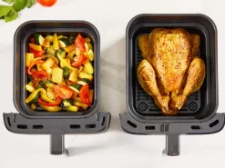 Frytkownica beztłuszczowa, Tefal Easy Fry Crispy Stack EY7528E0, dwukomorowa, 10 l, 2700 W, Air Fryer