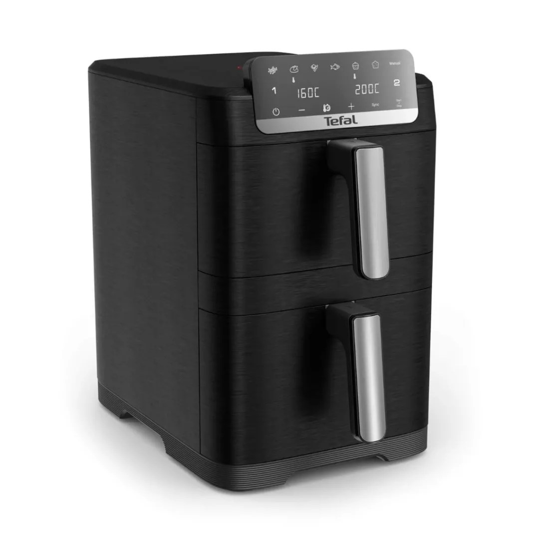 Frytkownica beztłuszczowa, Tefal Easy Fry Crispy Stack EY7528E0, dwukomorowa, 10 l, 2700 W, Air Fryer