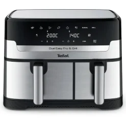 Frytkownica beztłuszczowa, Tefal Dual Easy Fry&Grill EY905D, dwukomorowa, duża, grill, Air Fryer