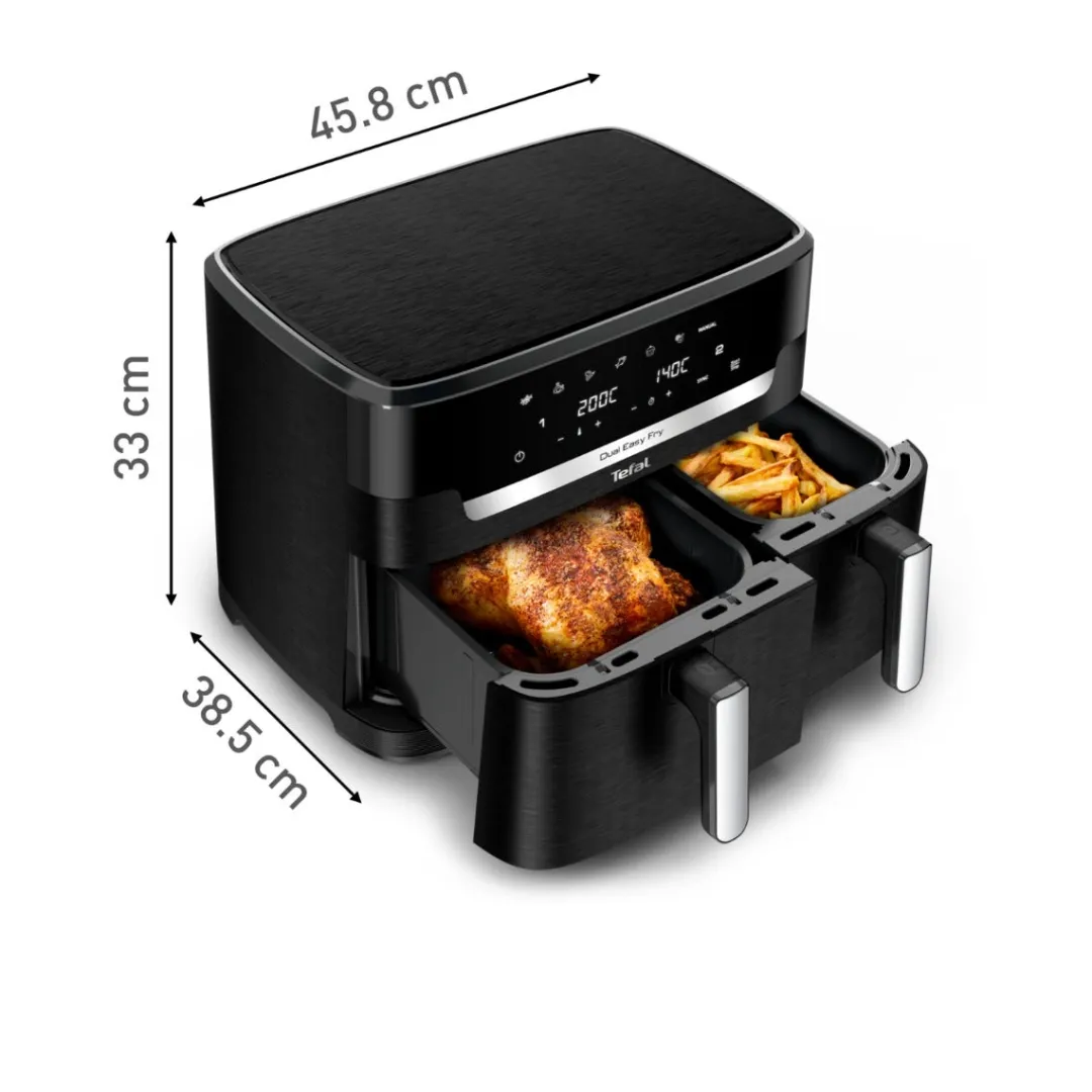 Frytkownica beztłuszczowa, Tefal Dual Easy EY9428E, dwukomorowa, duża, 11l, Air Fryer