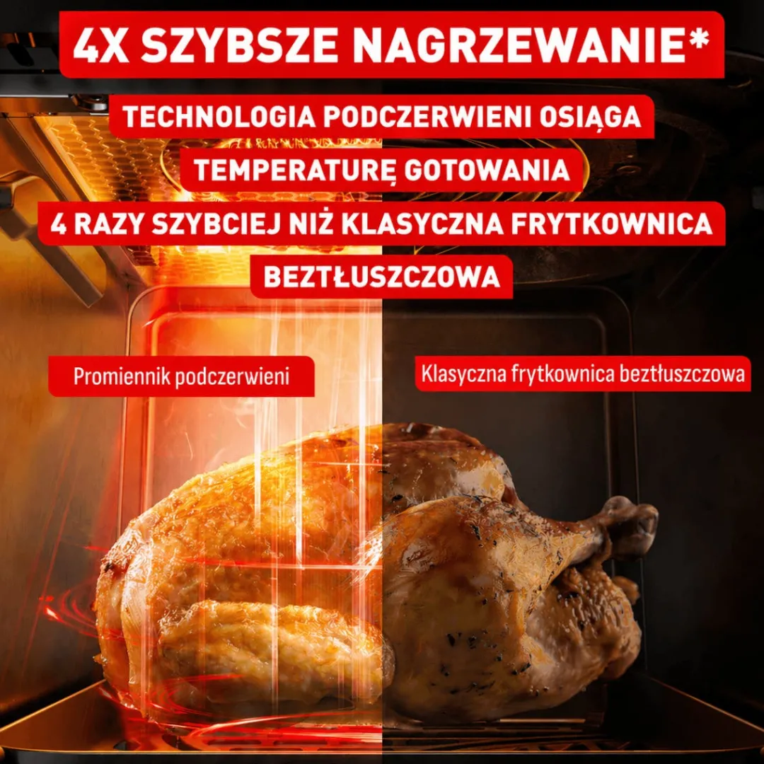Frytkownica beztłuszczowa, Tefal Infrared EY832HE0, 7 L, technologia podczerwieni, Air Fryer