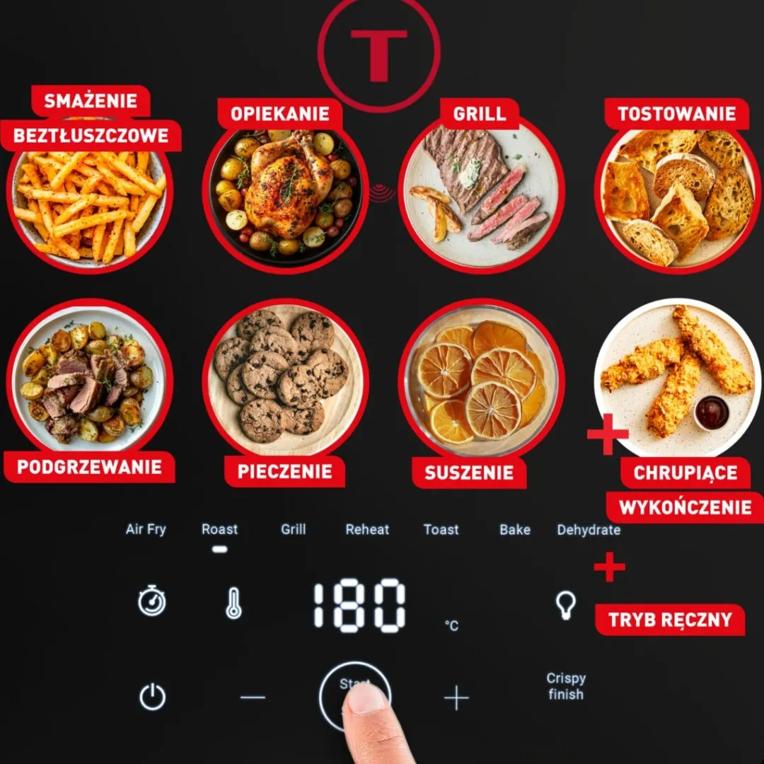 Frytkownica beztłuszczowa, Tefal Infrared EY832HE0, 7 L, technologia podczerwieni, Air Fryer