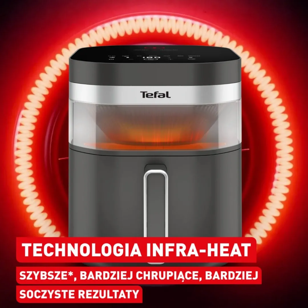 Frytkownica beztłuszczowa, Tefal Infrared EY832HE0, 7 L, technologia podczerwieni, Air Fryer