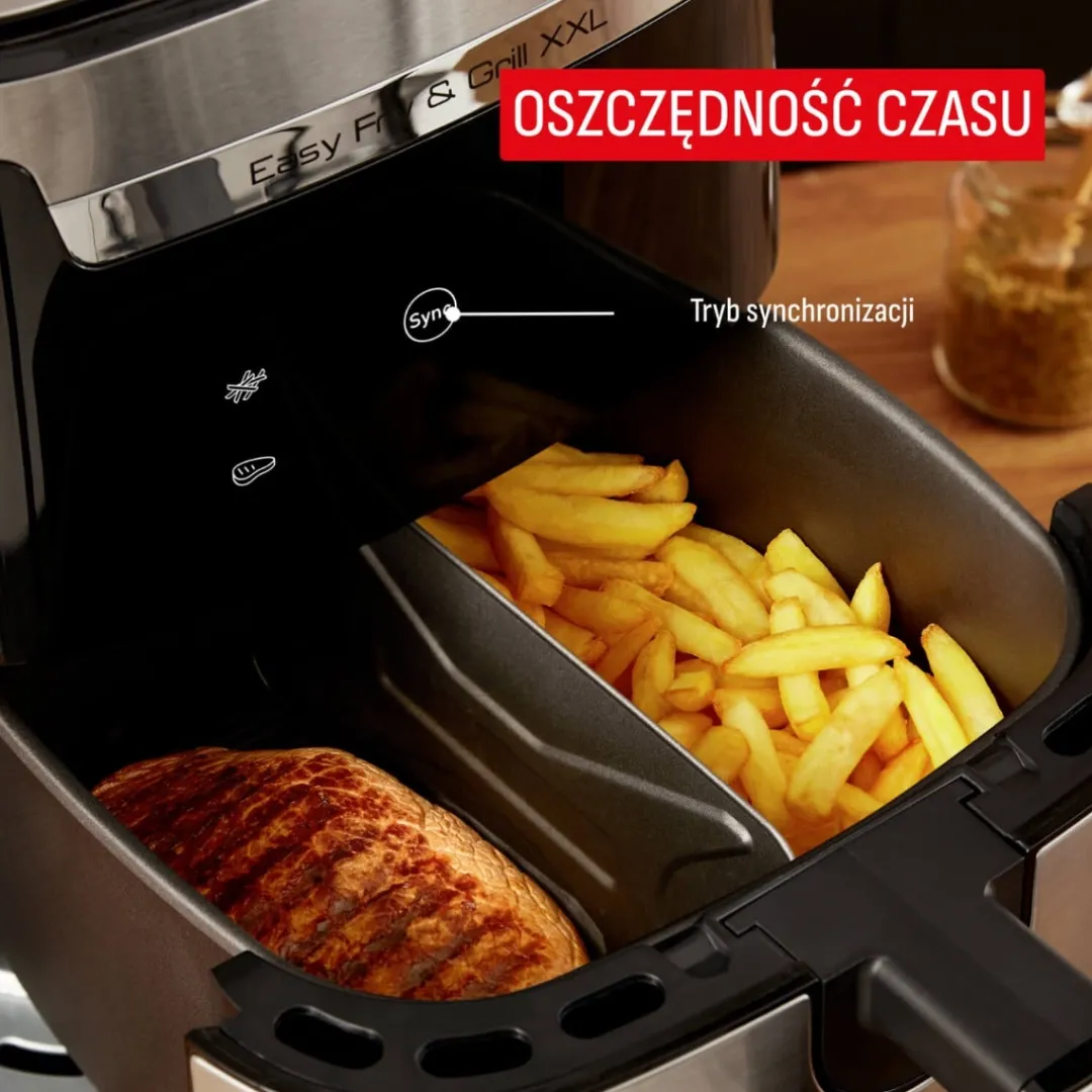 Frytkownica beztłuszczowa, Tefal Easy Fry&Grill XXL EY801D, pojemność 6,5 l, funkcja grilla, Air Fryer