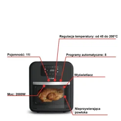 Frytkownica beztłuszczowa Tefal Easy Fry Oven&Grill FW5018, 3w1, pojemność 11 l, Air Fryer