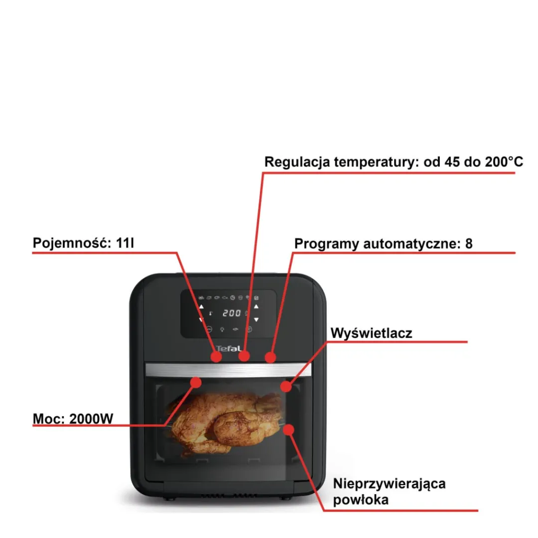 Frytkownica beztłuszczowa Tefal Easy Fry Oven&Grill FW5018, 3w1, pojemność 11 l, Air Fryer