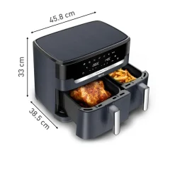 Frytkownica beztłuszczowa, Tefal Dual Easy EY942BE0, dwukomorowa, duża, 11l, Air Fryer
