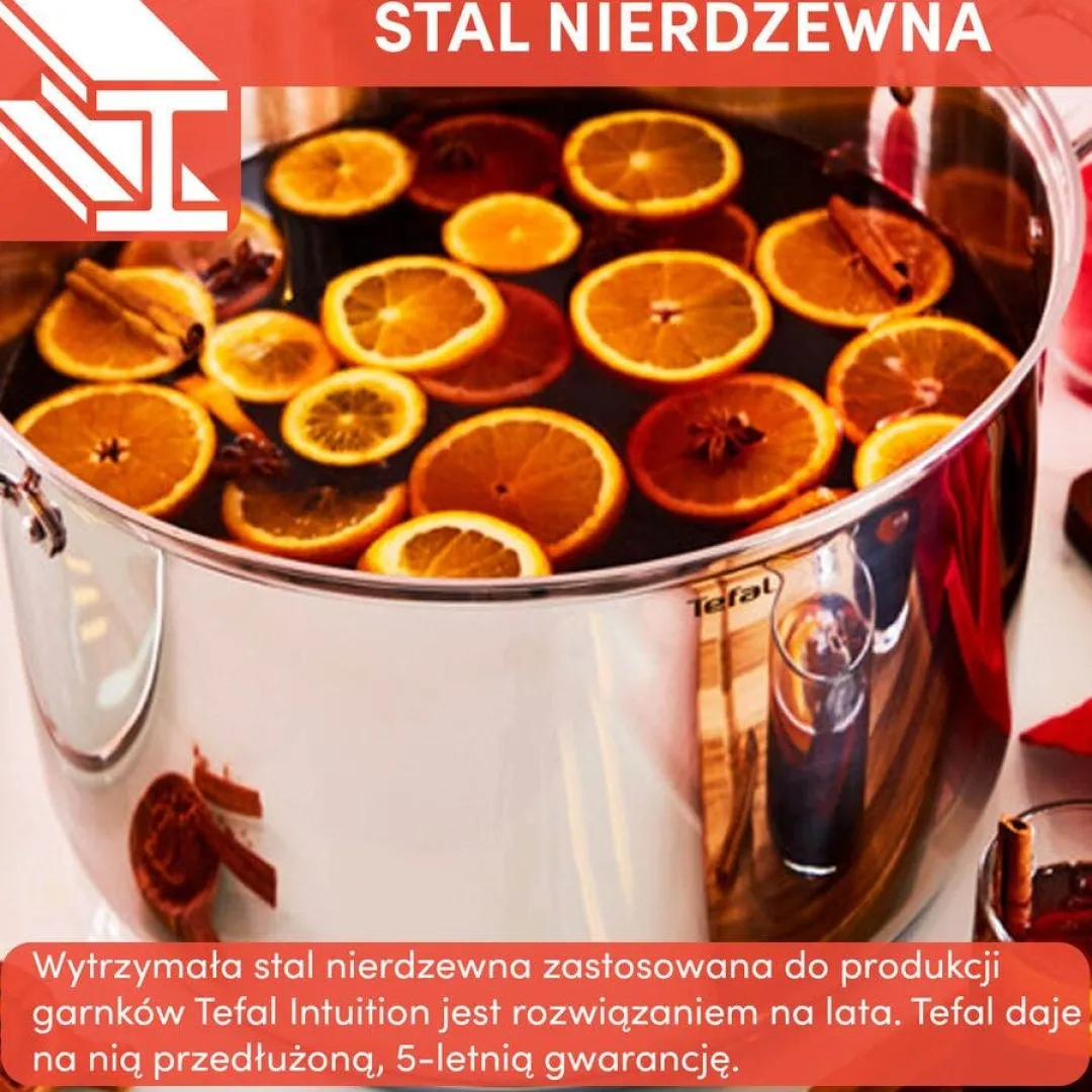 Garnek, TEFAL INTUITION, 2,9L, 20 cm, pokrywka