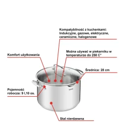 Garnek wysoki, Tefal Duetto+, 10L, 28cm
