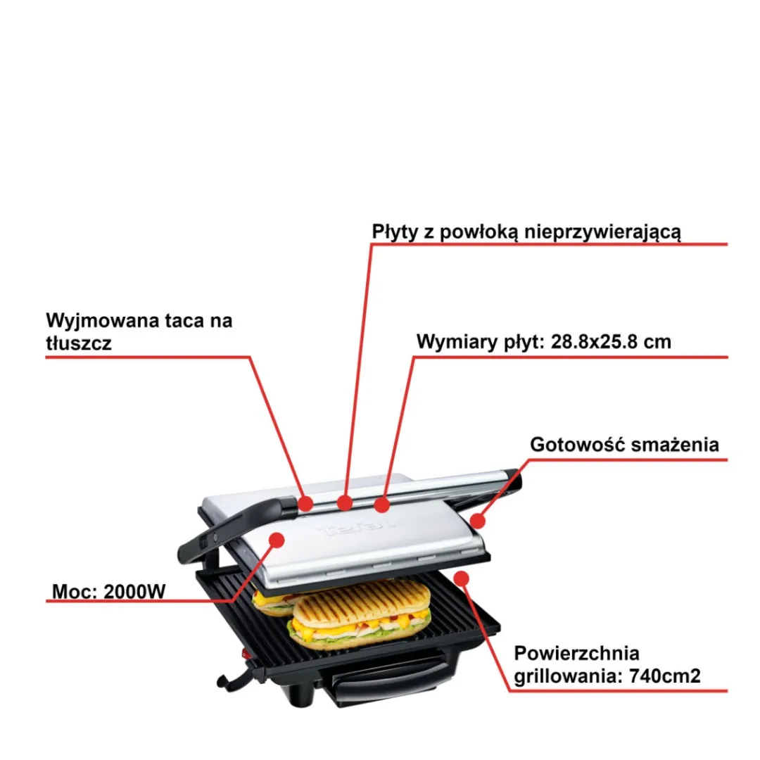Grill elektryczny TEFAL INICIO PANINI GC241D38