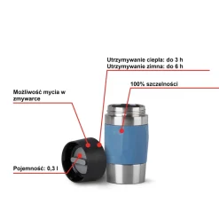 Kubek termiczny TEFAL TRAVEL MUG COMPACT 0.3L niebieski