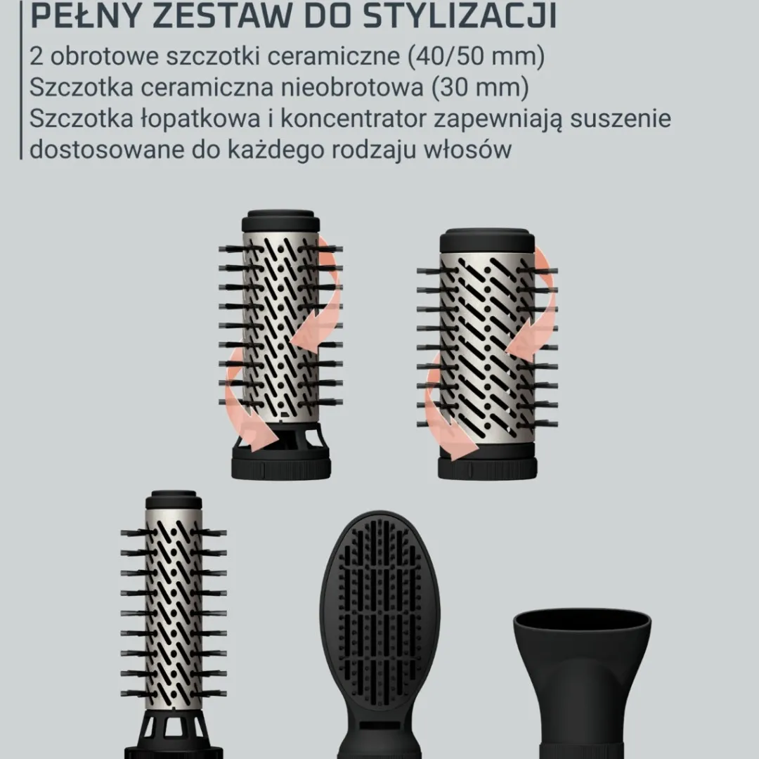Lokówko-suszarka Rowenta Brush Activ, koncentrator, czarna