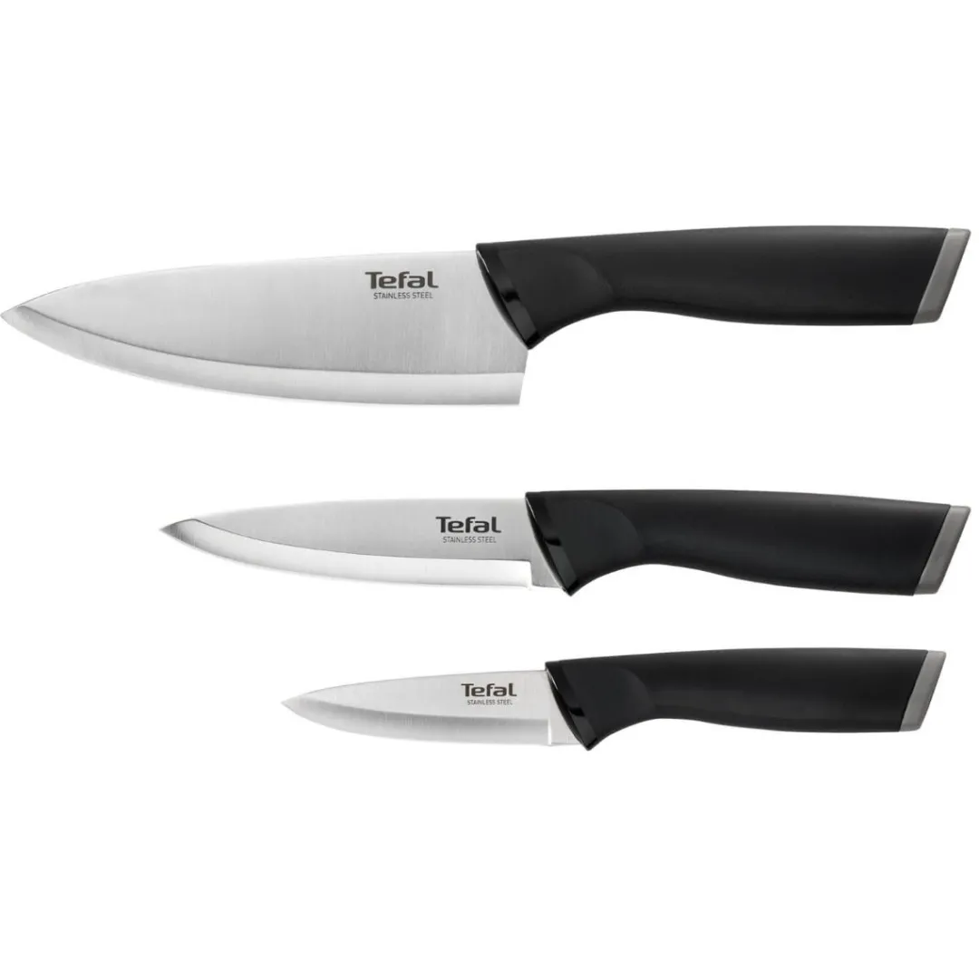 Noże ze stali nierdzewnej Comfort TEFAL 9/12/15cm + ostrzałka Essential