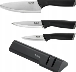 Noże ze stali nierdzewnej Comfort TEFAL 9/12/15cm + ostrzałka Essential