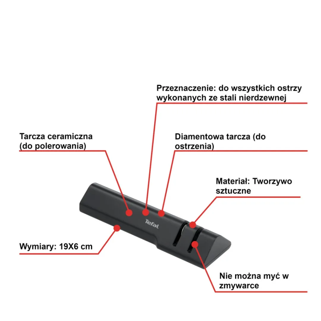 Noże ze stali nierdzewnej Comfort TEFAL 9/12/15cm + ostrzałka Essential