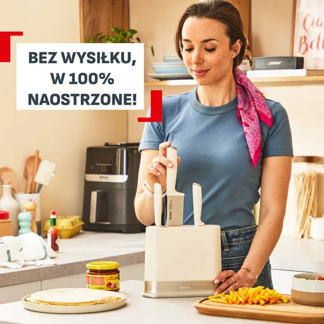 Nóż ze stali nierdzewnej TEFAL EverSharp Daily + ostrzałka 16,5cm