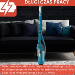 Odkurzacz bezprzewodowy, Tefal Dual Force, 2 w 1, 75 min, kompaktowy