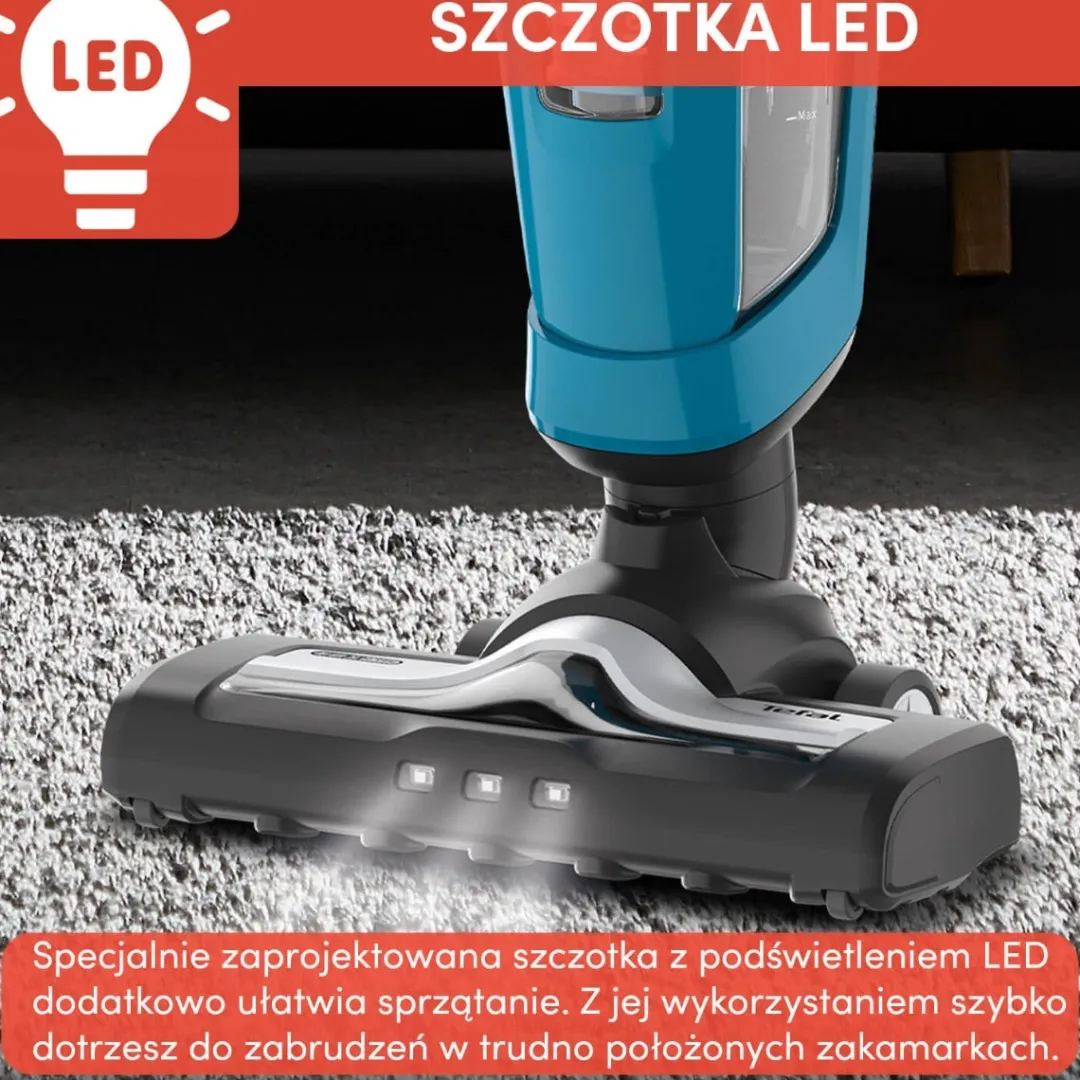 Odkurzacz bezprzewodowy, Tefal Dual Force, 2 w 1, 75 min, kompaktowy