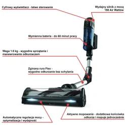 Odkurzacz bezprzewodowy, Tefal X-Force Flex 13.60, 150 AW, 60 min, aktywne mopowanie