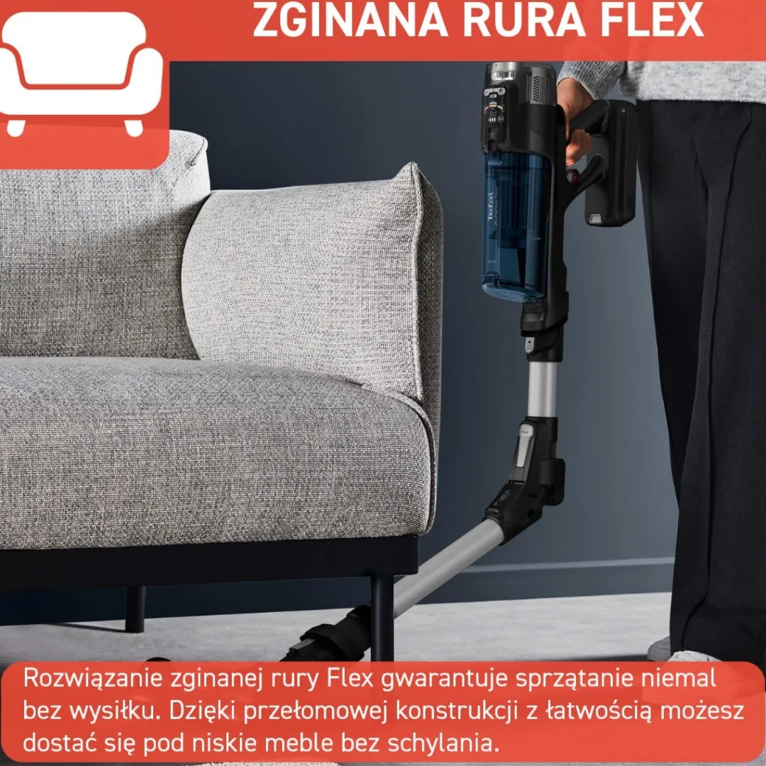 Odkurzacz bezprzewodowy, Tefal X-Force Flex 13.60, 150 AW, 60 min, aktywne mopowanie