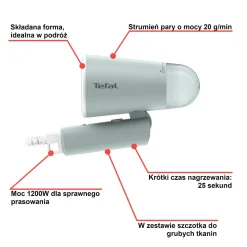 Parownica do ubrań, Tefal Origin Travel, 1200 W, szybka, składana
