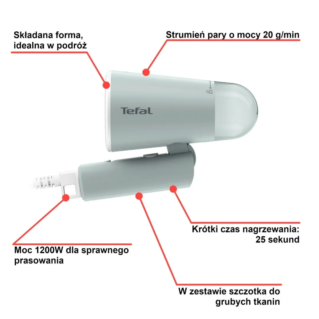 Parownica do ubrań, Tefal Origin Travel, 1200 W, szybka, składana