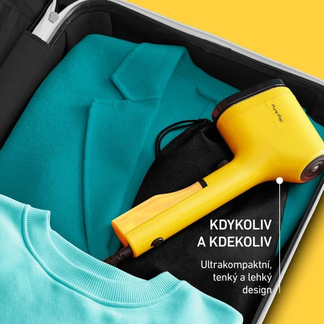 Parownica do ubrań, Tefal Pure Pop, kompaktowa, 1300 W, żółta