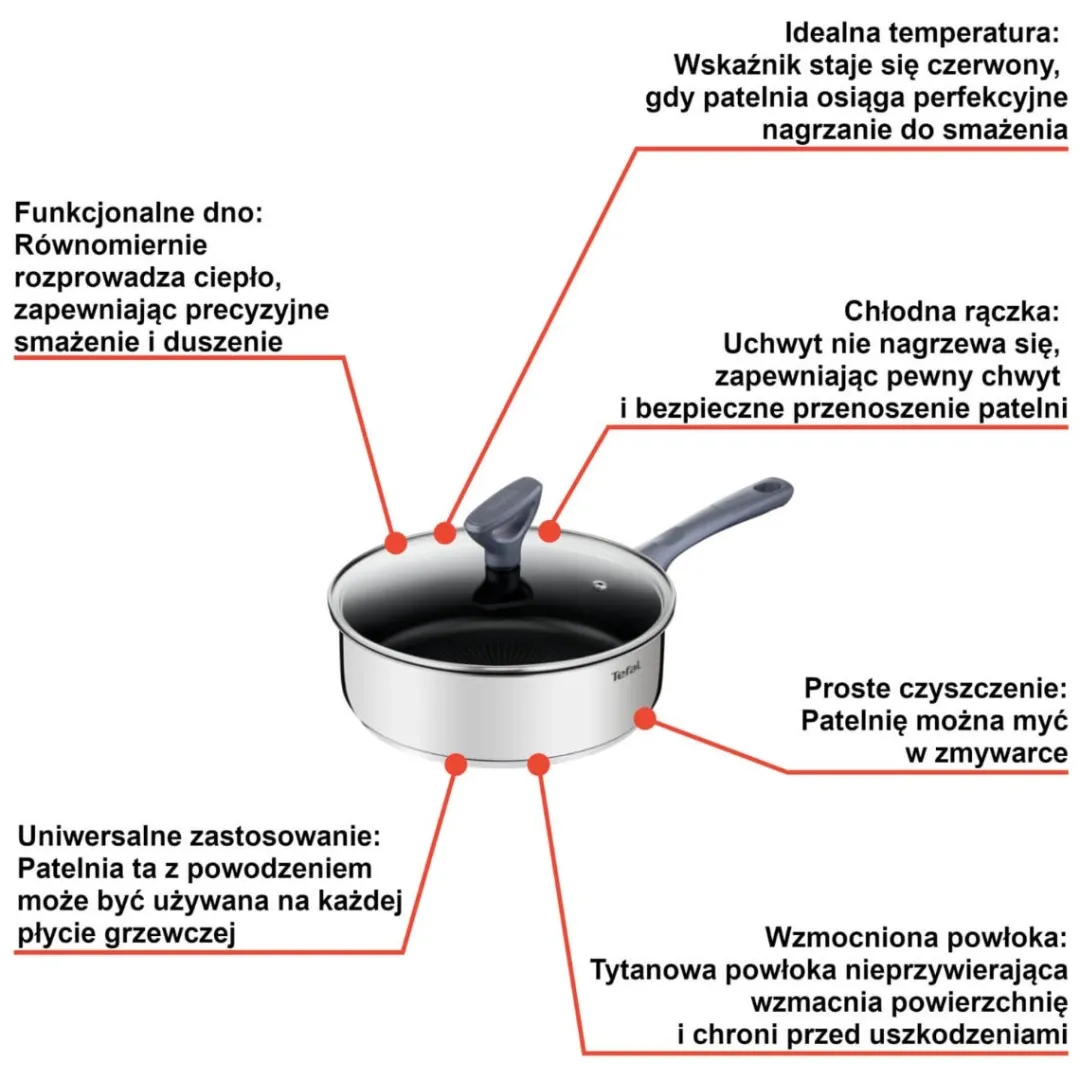 Patelnia głęboka TEFAL DAILY COOK 24cm + pokrywka