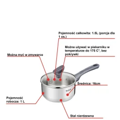 Rondel, TEFAL DAILY COOK, 1,5 l, 16cm + pokrywka