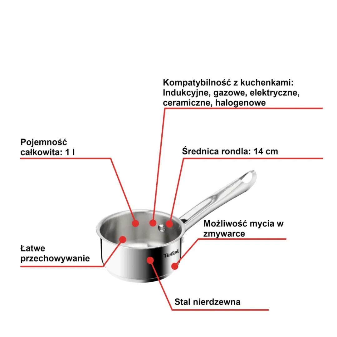 Rondel, Tefal Minis, 1lL, 14cm, pokrywka